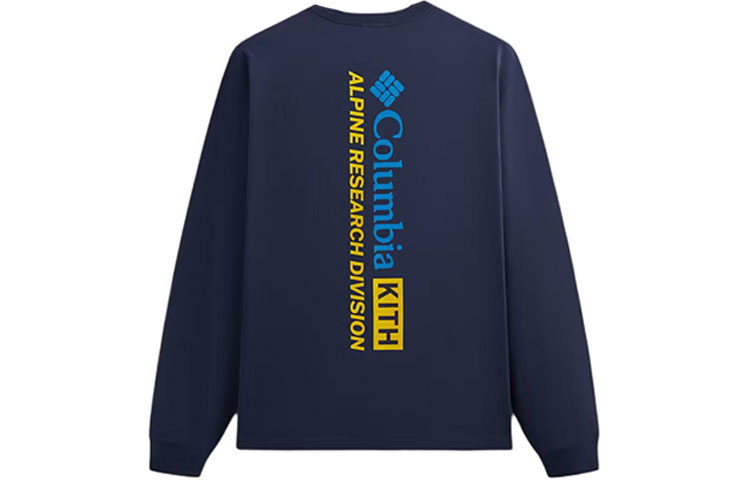 KITH Columbia SS24 Sweat-Wicking Pullover Crewneck - Navy Blue KHM032010-413