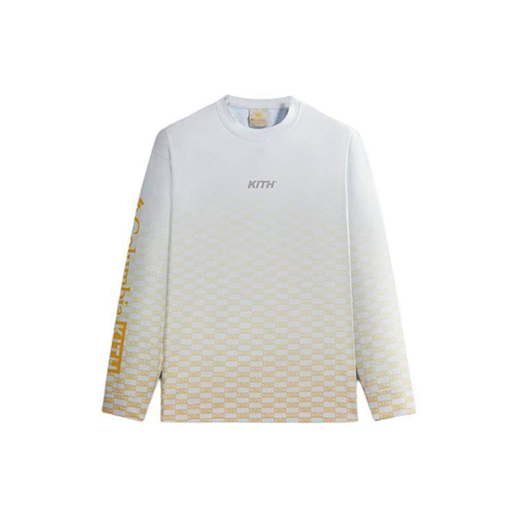 KITH Columbia SS24 Unisex Outdoor Cooling Sweat-Wicking Crewneck - White/Yellow 2104121-704