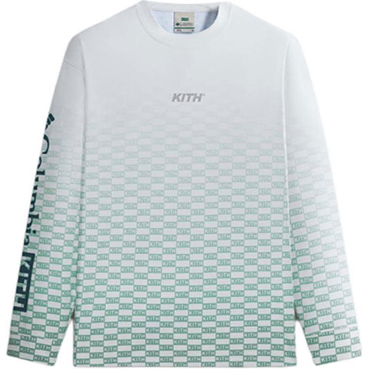 KITH Columbia SS24 White/Green Printed Crewneck Long Sleeve Unisex Sweatshirt 2104121-340