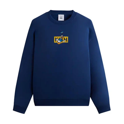 KITH Disney Collab Blue Comfort Crewneck Lettering Long Sleeve Sweatshirt Mens KHM031781-424