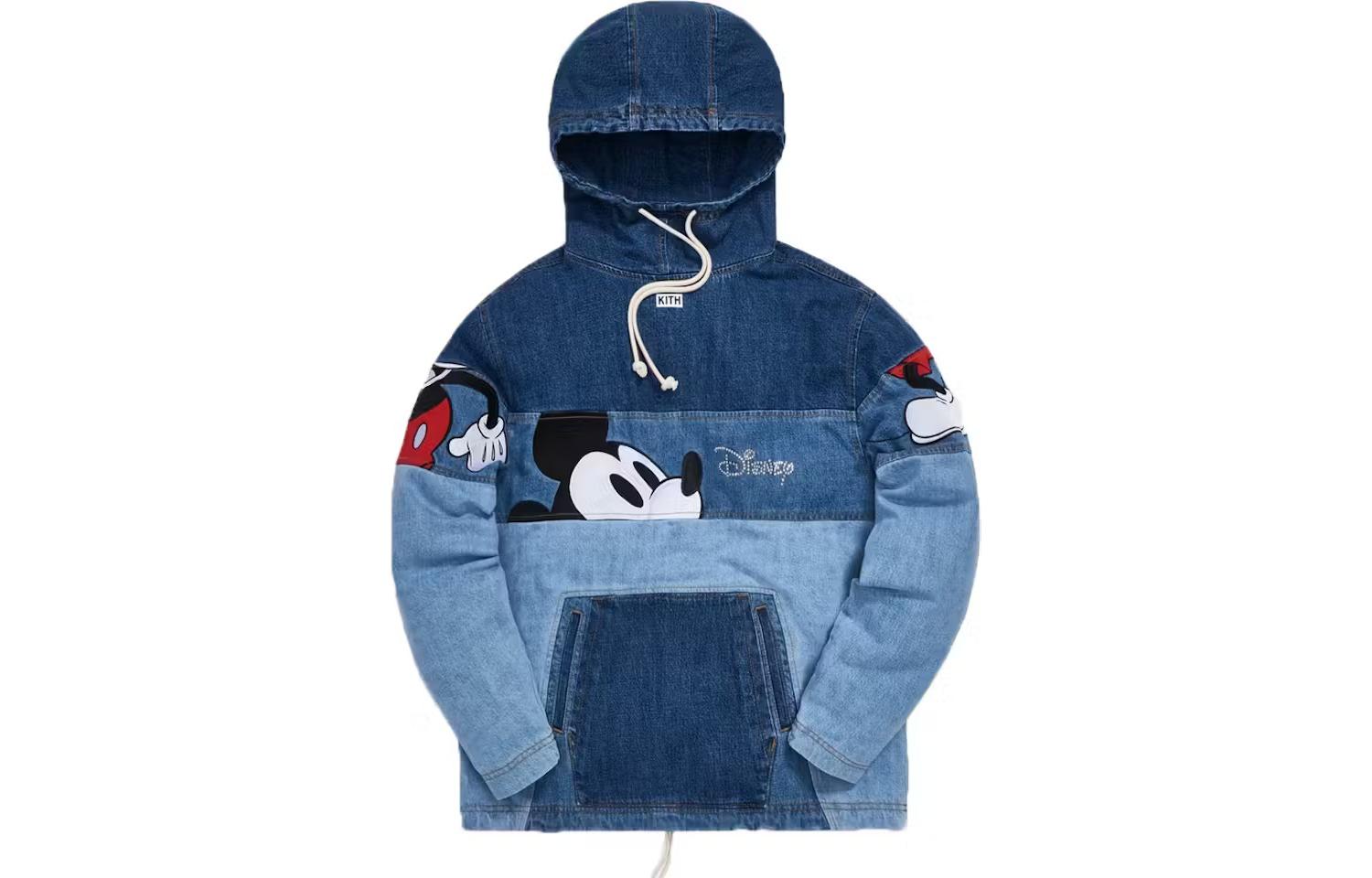 KITH Disney Collab Cartoon Print Patchwork Hoodie Unisex - Indigo KH2361-109
