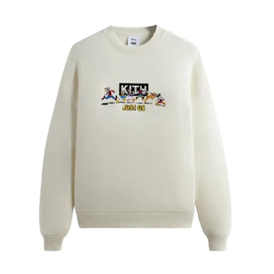 KITH Disney FW23 Crewneck Sweatshirt with Embroidered Cartoon - Unisex Off-White KHM031744-104