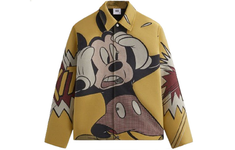 Order Jaket KITH x Disney FW23 Mickey Print Kerah Unisex Kuning. KHM010506-701