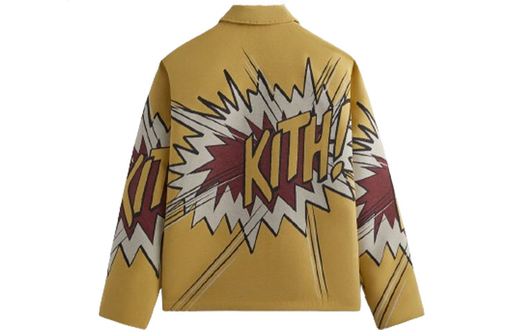 Lookbook Jaket KITH x Disney FW23 Mickey Print Kerah Unisex Kuning. KHM010506-701