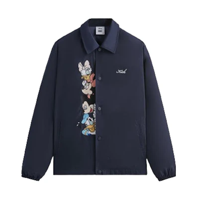 KITH Disney FW23 Navy Blue Cartoon Embroidered Polo Jacket Unisex KHM010537-413
