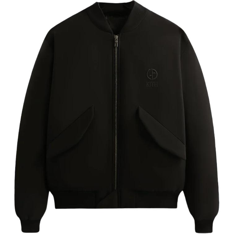 KITH Giorgio Armani FW24 Artist Capsule Black Logo Zip-Up Bomber Jacket Men GM000851E13452B