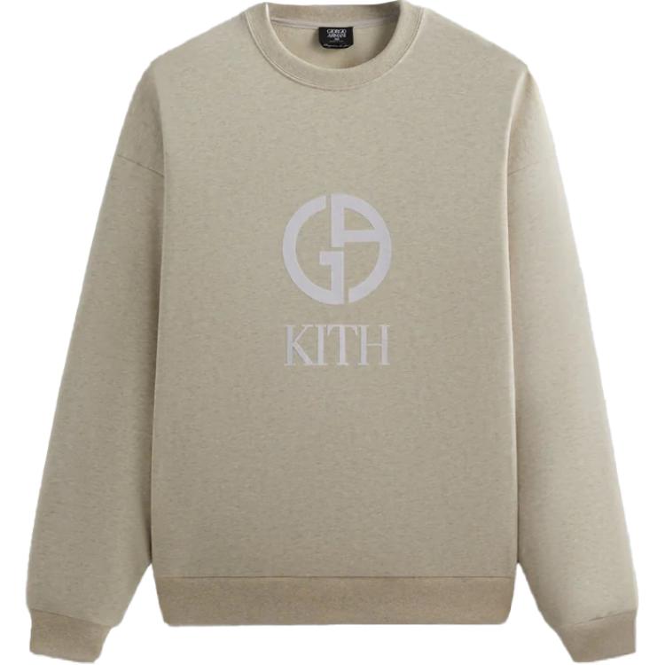 KITH Giorgio Armani FW24 Nelson Artist Logo Crewneck Sweatshirt Light Grey Mens GM000864E13473L
