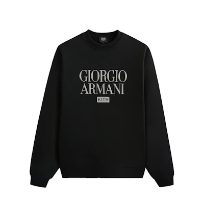 KITH Giorgio Armani FW24 Nelson Logo Crewneck Sweatshirt Black Men’s GM000867E13473B