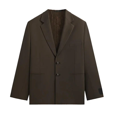 KITH Giorgio Armani FW24 The Entrepreneur Brown Logo Shirt Jacket GM000865E13271E