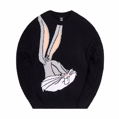 KITH Looney Tunes Bugs Bunny Black Knit Sweater Unisex Long Sleeve KH2494-100
