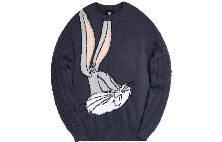 KITH x Looney Tunes Bugs Bunny Collaboration Unisex Knit Sweater Navy Blue KH2494-102