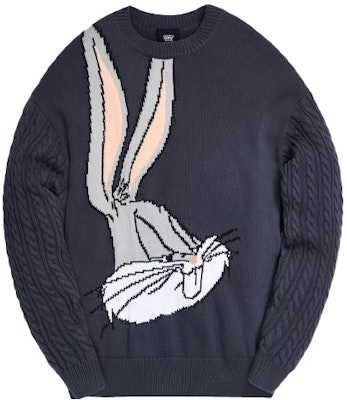 KITH x Looney Tunes Bugs Bunny Collaboration Unisex Knit Sweater Navy Blue KH2494-102 Order KITH x Looney Tunes Bugs Bunny Collaboration Unisex Knit Sweater Navy Blue KH2494-102