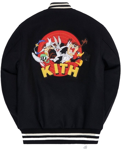 kith-x-looney-tunes-golden-bear-varsity-jacket-black