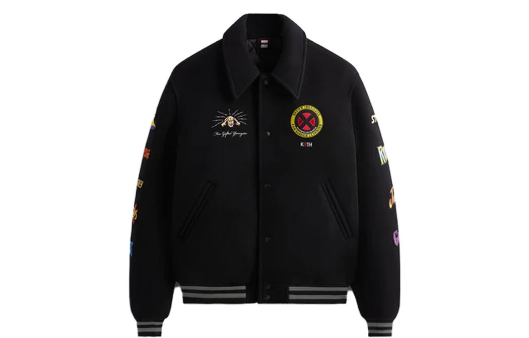 KITH Marvel SS23 Logo Embroidered X-Men Patch Button-Up Jacket Black Unisex KHM010316-001