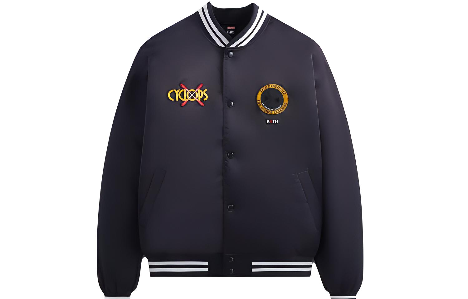 KITH Marvel SS23 X-Men Cyclops Satin Nylon Bomber Jacket Unisex Black KHM010321-432