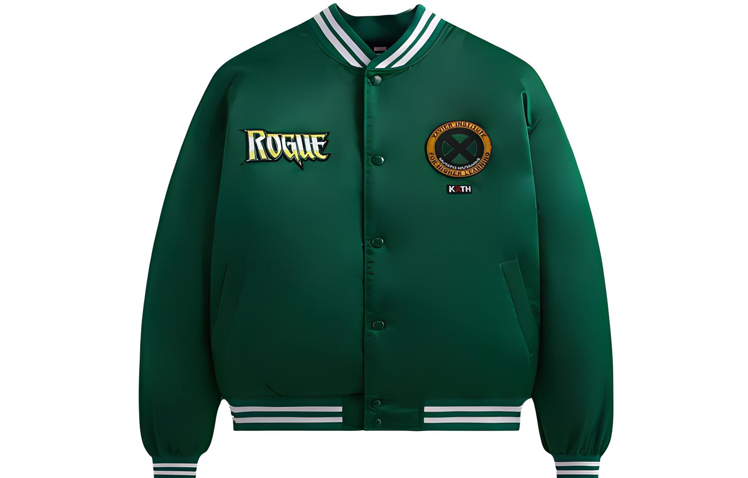 KITH Marvel SS23 X-Men Mystique Satin Nylon Bomber Jacket Green Unisex KHM010323-308