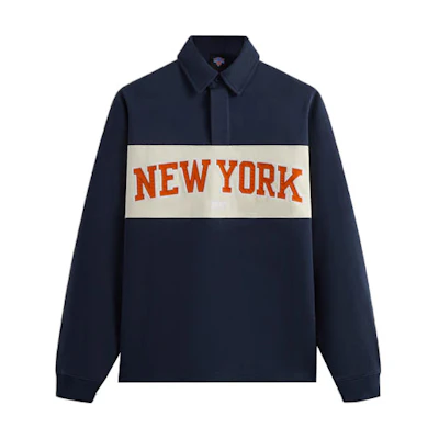 KITH New York Knicks FW23 Colorblock Long-Sleeve Polo Sweatshirt Navy Unisex khm031617-413