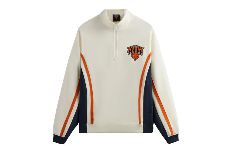 KITH New York Knicks FW23 Half-Zip Pullover White Unisex Sweatshirt khm010426-116