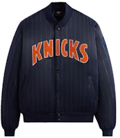 KITH x New York Knicks FW23 Satin Striped Logo Jacket Unisex Navy Blue khm010422-413 KITH x New York Knicks FW23 Satin Striped Logo Jacket Unisex Navy Blue khm010422-413