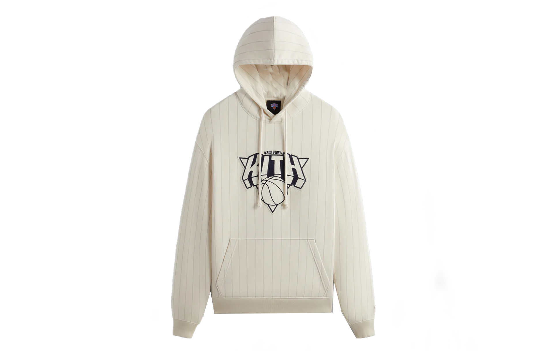 KITH New York Knicks FW23 Striped Embroidered Hoodie Beige Unisex khm031609-104