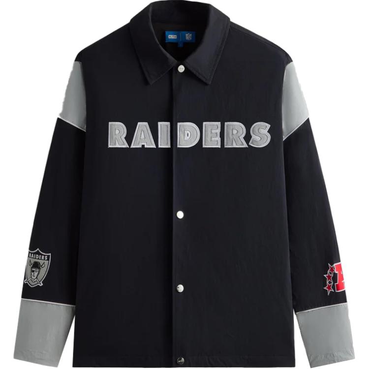 KITH NFL Collaboration Black Logo Patch Twill Long Sleeve Jacket for Men KHM010685-001