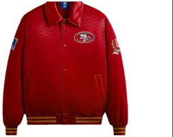 KITH x NFL FW23 49ers Red Satin Bomber Jacket Logo Print Embroidery Unisex KHM010448-634 KITH x NFL FW23 49ers Red Satin Bomber Jacket Logo Print Embroidery Unisex KHM010448-634
