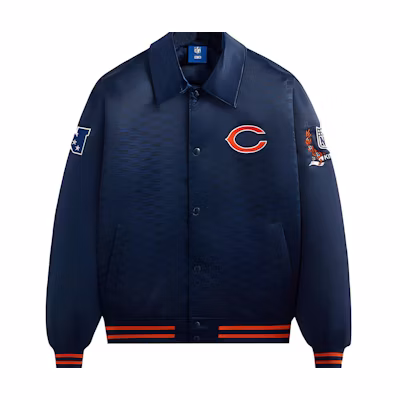 KITH NFL FW23 Bears Satin Logo Embroidered Patch Jacket Deep Blue Unisex KHM010434-5000