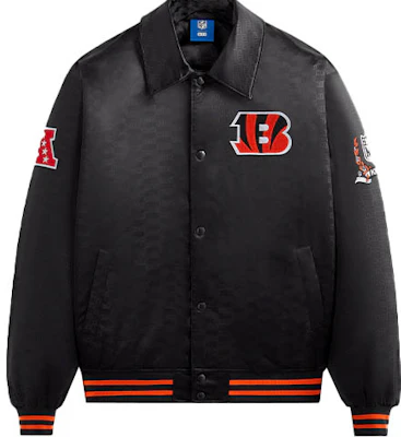 KITH x NFL FW23 老虎繡花 黑色緞面外套 男女同款 Bengals 飛行夾克 KHM010435-001 Buy KITH x NFL FW23 老虎繡花 黑色緞面外套 男女同款 Bengals 飛行夾克 KHM010435-001