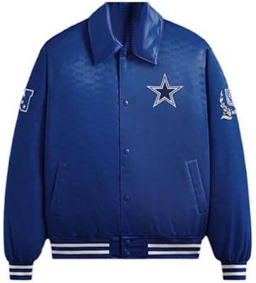 KITH x NFL FW23 牛仔隊藍色緞面飛行夾克 男女同款 刺繡徽章外套 KHM010437-495 Buy KITH x NFL FW23 牛仔隊藍色緞面飛行夾克 男女同款 刺繡徽章外套 KHM010437-495