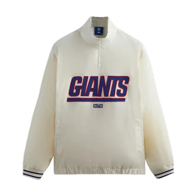 KITH NFL FW23 Giants Nylon Mock Neck Quarter Zip Pullover Beige Unisex Sweatshirt KHM031627-114