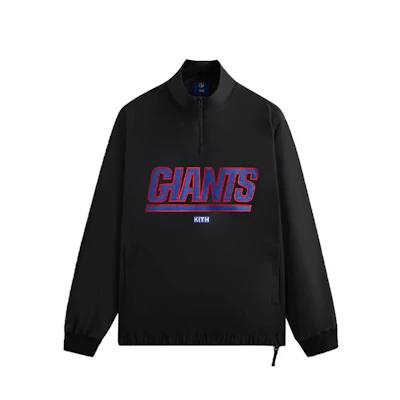 KITH NFL FW23 Giants Nylon Quarter Zip Mock Neck Pullover Black Unisex Sweater KHM031627-001
