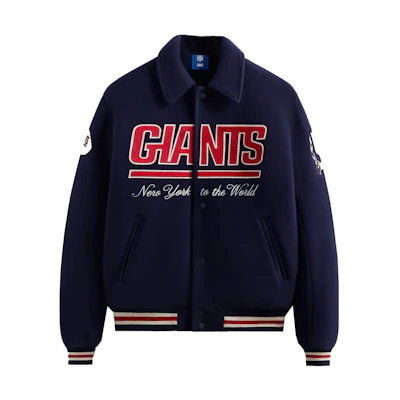 KITH NFL FW23 Giants Wool Collared Coaches Jacket Blue Unisex KHM010460-413