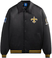 KITH x NFL FW23 Saints Satin Bomber Jacket Black - Logo Patch & Embroidery Design KHM010443-001 KITH x NFL FW23 Saints Satin Bomber Jacket Black - Logo Patch & Embroidery Design KHM010443-001