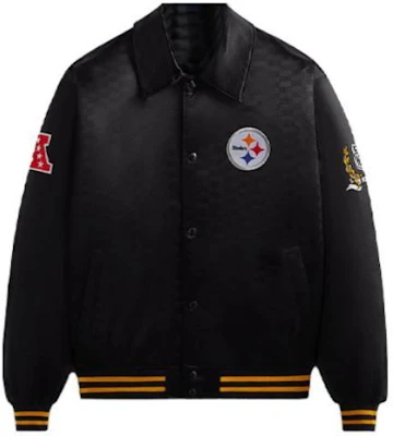 KITH x NFL FW23 スティーラーズ サテン ボンバージャケット ブラック ユニセックス ロゴパッチ付き KHM010447-001 Buy KITH x NFL FW23 スティーラーズ サテン ボンバージャケット ブラック ユニセックス ロゴパッチ付き KHM010447-001