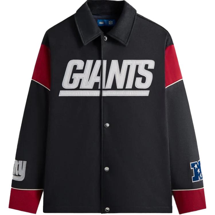 KITH x NFL FW24  Retro Lettering Collared Jacket Night Red. KHM010684-413