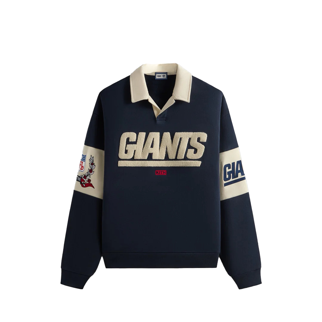 KITH NFL FW24 Giants Nelson Collared Pullover Sweatshirt Nightshade KHM032670-413