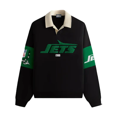 KITH NFL FW24 Jets Nelson Collared Pullover Black Sweatshirt KHM032880-001