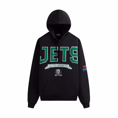 KITH NFL FW24 Jets Nelson Hoodie Black Pullover Sweater Men KHM032863-001