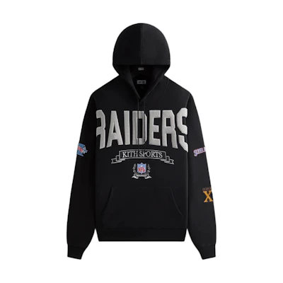 KITH NFL FW24 Raiders Nelson Hoodie Black Cotton Casual Pullover KHM032676-001