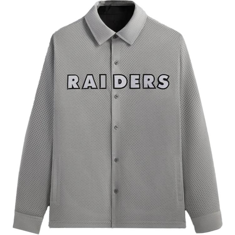 KITH NFL FW24 Raiders Reversible Ginza Embroidered Zip Jacket Mist Grey KHM032658-411