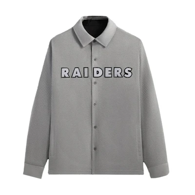 KITH NFL FW24 Raiders Reversible Ginza Embroidered Zip Jacket Mist Grey KHM032658-411