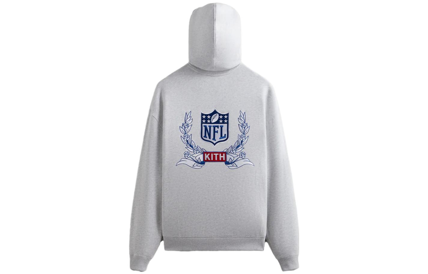 Lookbook KITH x NFL Giants Laurel Hoodie Grey Unisex Embroidered Logo Pullover KHM031625-002