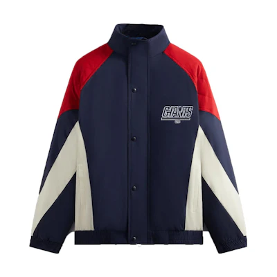 KITH NFL Giants Nylon Padded Jacket Blue Unisex Colorblock Embroidered Logo KHM010462-413