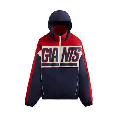 KITH NFL Giants Quarter Zip Anorak Hoodie Blue - Colorblock with Team Logo KHM010461-413