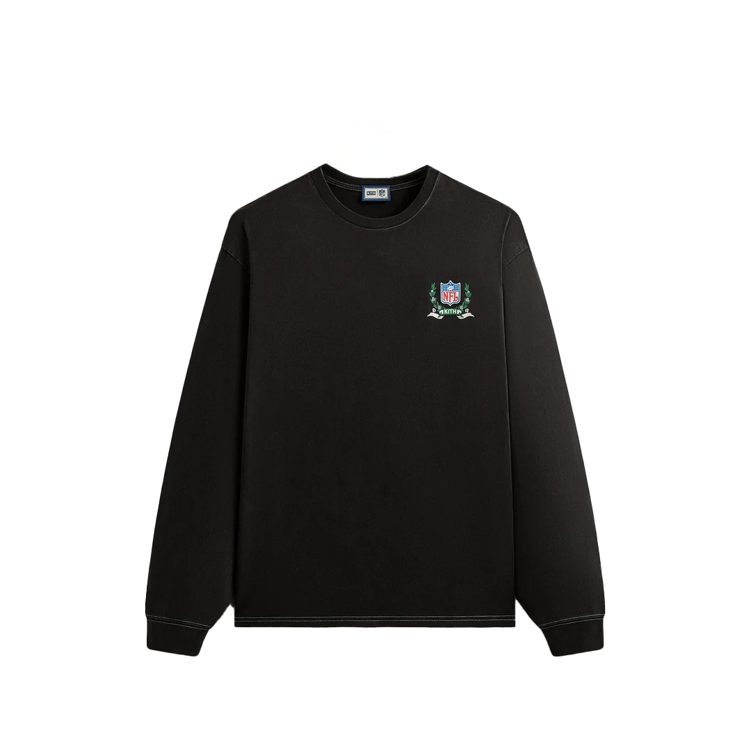 KITH NFL Jets FW24 Retro Pullover Crewneck Sweatshirt Black () khm032861-001