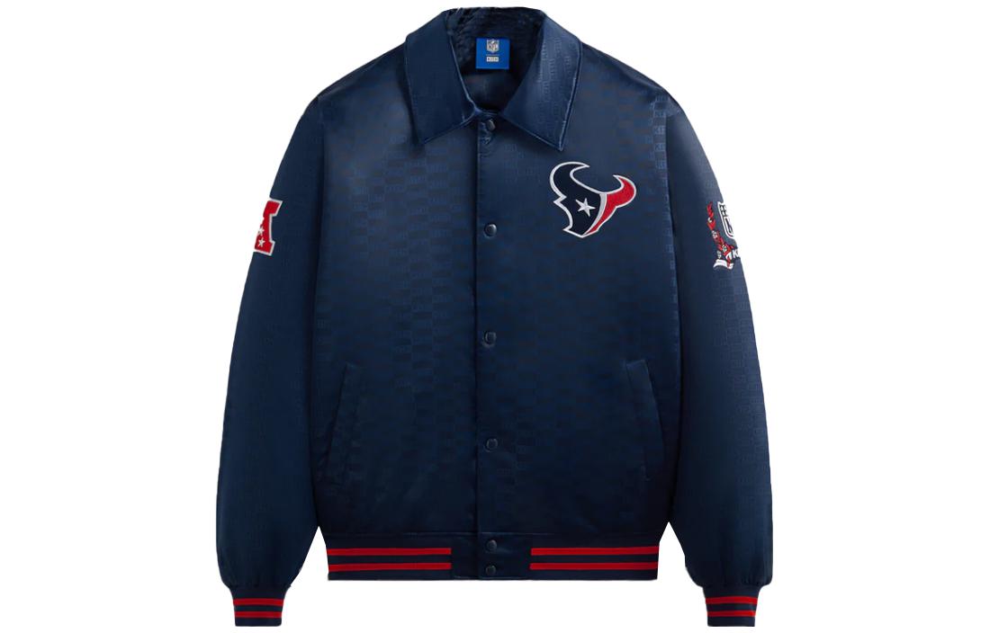 KITH NFL Texans Satin Bomber Jacket Blue - Logo Embossed, Unisex FW23 Release KHM010455-5000
