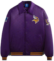 KITH x NFL Vikings Satin Bomber Jacket Purple FW23 Unisex Logo Embroidery Design KHM010441-524 KITH x NFL Vikings Satin Bomber Jacket Purple FW23 Unisex Logo Embroidery Design KHM010441-524