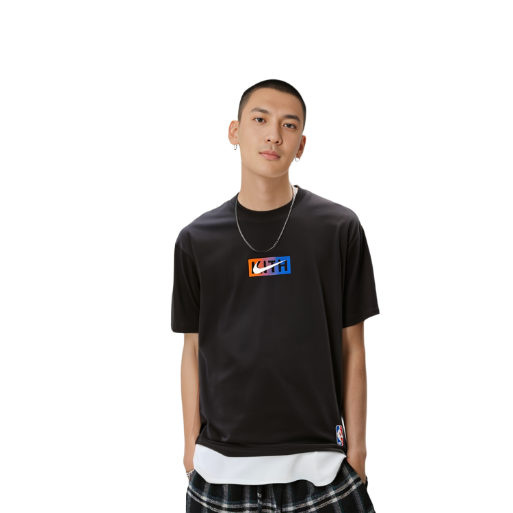 Cheap KITH x Nike New York Knicks Gradient Logo Black Retro Tee  Short Sleeve. DA1626-010