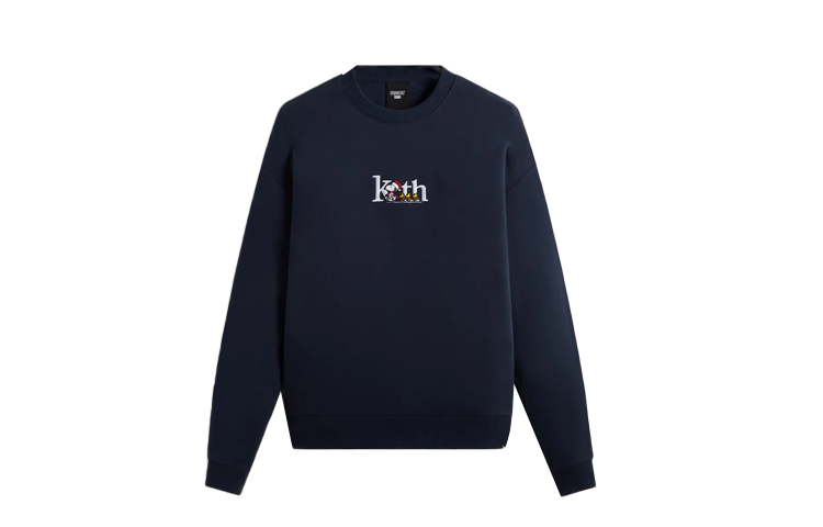 KITH Peanuts FW23 Navy Crewneck Sweatshirt Unisex Classic Logo Pullover KHM031151-413