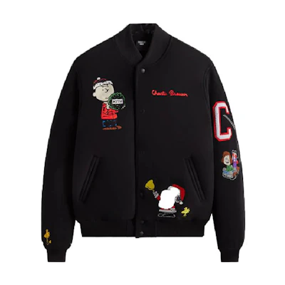 KITH Peanuts FW23 Reversible Wool Embroidered Jacket Unisex Black KHM010292-001